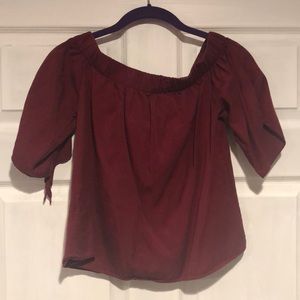 Off the shoulder maroon top